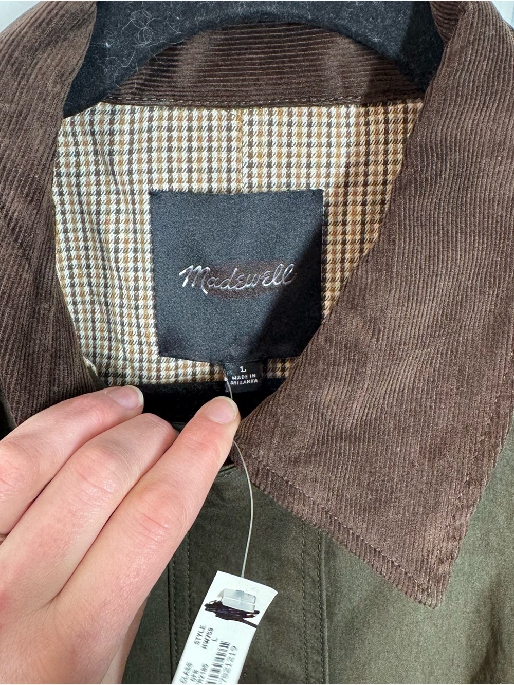 Madewell Barn Jacket Waxed Zip- Front Jacket NW759 OliveGreen Corduroy Collar L - Picture 4 of 9